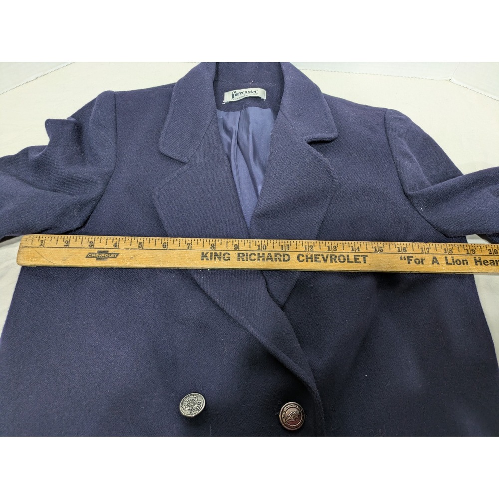 Forecaster of Boston Blazer Women's 7/8 Navy Blue 100% Pure Wool Double Breasted - Picture 4 of 13